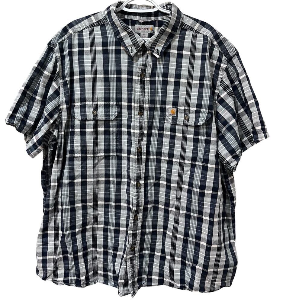 Carhartt Men’s Relaxed Fit Button Down Short Sleeve Midweight Plaid Shirt 3XL